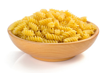 fusilli pasta in isolated on white