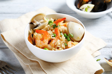Risotto with mussels and shrimp