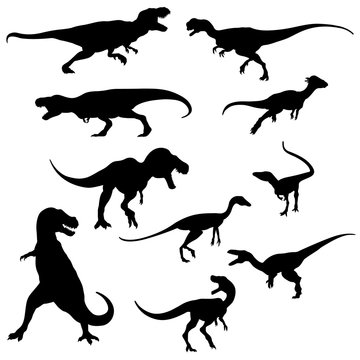 Set of the Dinosaur Silhouette - Vector Image