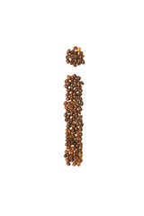 letter i of coffee beans