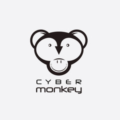 cyber monkey computer shop vector design template