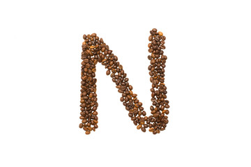 letter N of coffee beans