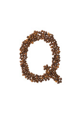 letter Q of coffee beans