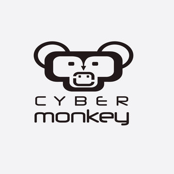 cyber monkey computer shop vector design template