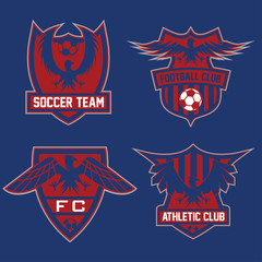 football team crests set with eagles vector design template