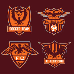 Obraz premium football team crests set with eagles vector design template