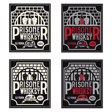 prisoner whiskey vintage labels set vector design template