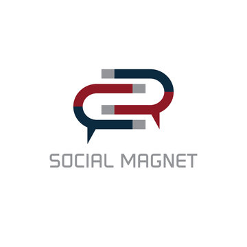 social magnet concept vector design template
