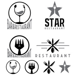 set of vintage cafe and restaurant emblems