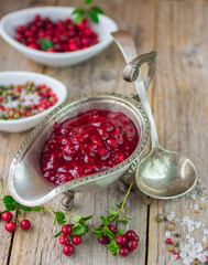 Homemade cranberry sauce for meat and fish