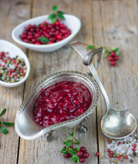 Homemade cranberry sauce for meat and fish