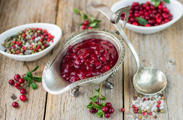 Homemade cranberry sauce for meat and fish
