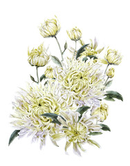 Vintage Watercolor Floral Card with Chrysanthemums