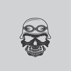 skull in helmet, biker theme vector design template