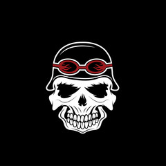 skull in helmet, biker theme vector design template