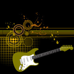 Music guitar grunge background in green and black