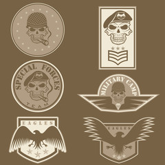 Special unit military emblem set vector design template