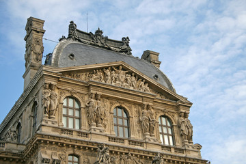 Architectural fragments of Louvre building, Paris, France