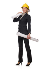 Woman engineer with draft papers