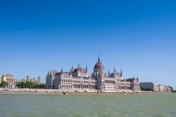 Fototapeta premium Panoramic view the building of the Parliament in Budapest, Hungary - the capital of Hungary