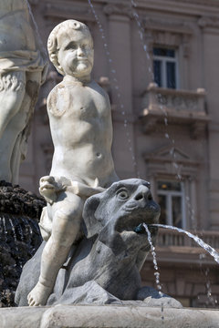 Fountain of Neptune in Naples, Italy