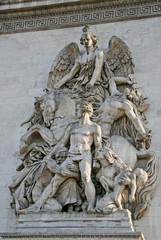 Fototapeta na wymiar Architectural detail of the Arc de Triomphe de l'Etoile, Paris, France