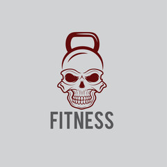 skull in the form of kettlebell fitness concept