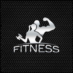 silver man and woman of fitness silhouette character on metal ba