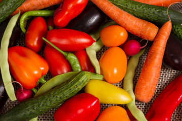 vegetables on a rough cloth 