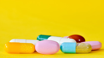 Medical background with pills ,close up