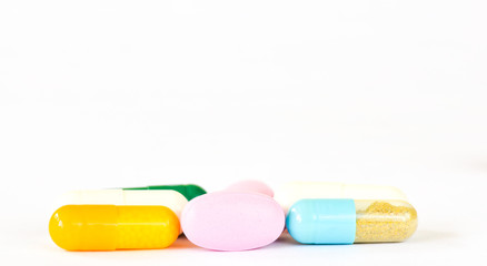 Medical background with pills ,close up