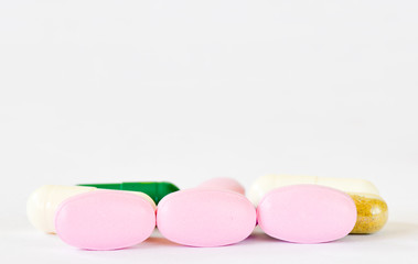 Medical background with pills ,close up