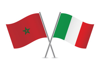 Morocco and Italy flags. Vector illustration.