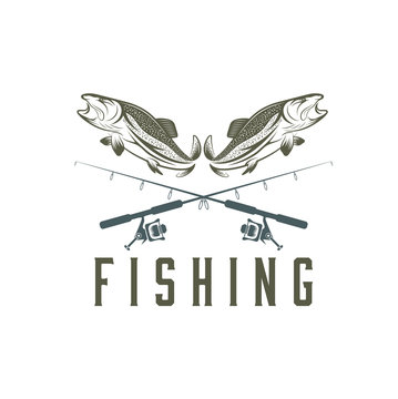 vintage fishing vector design template