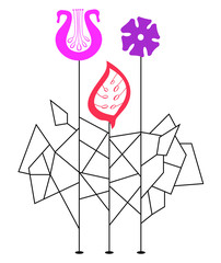 Flower geometric composition, abstract shapes