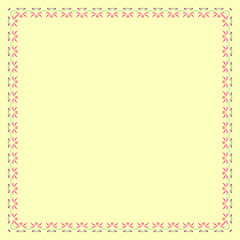 Obraz premium Floral colored frame with pink, green and purple elements and over the yellow background