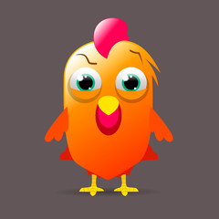 Cute brightly colored rooster illustration
