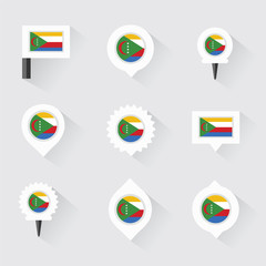 comoros flag and pins for infographic, and map design