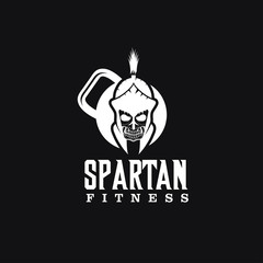 skull spartan warrior fitness vector design template