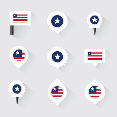 liberia flag and pins for infographic, and map design