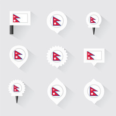 nepal flag and pins for infographic, and map design