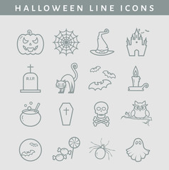 Halloween line icons. Vector set.