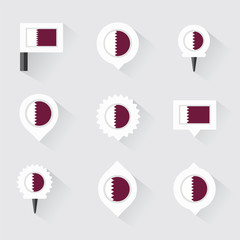 qatar flag and pins for infographic, and map design