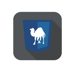 Vector illustration of purpur shield with camel programming