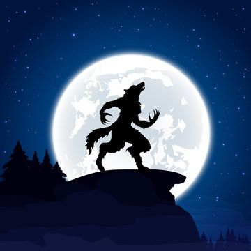 Werewolf on Moon background