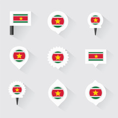 suriname  flag and pins for infographic, and map design