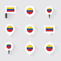 venezuela flag and pins for infographic, and map design