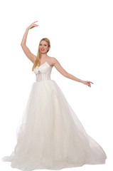 Naklejka premium Woman in wedding dress isolated on white