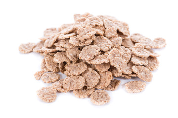 Wholemeal Cornflakes isolated on white