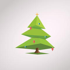 Low poly christmas tree. Holiday vector background in polygonal